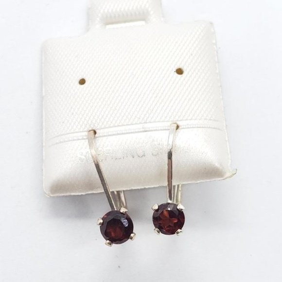 Silver Garnet Earrings - Picture 1 of 2